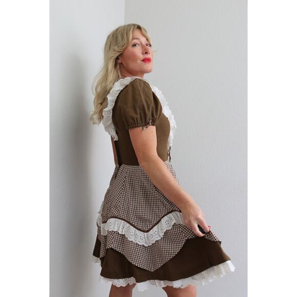 1960's Vintage Folk & Gingham Western Circle Dress Women's XS SM  Square Dance - Picture 3 of 10